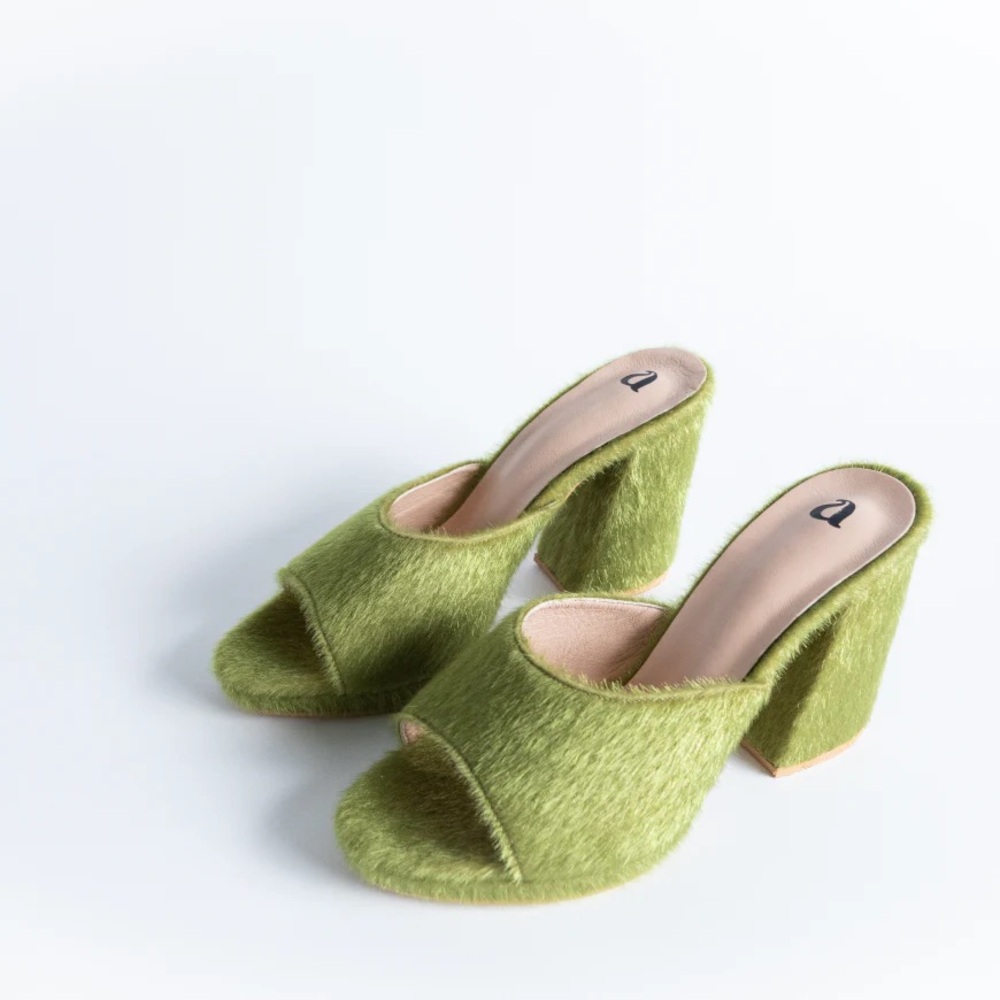 Arch NYC faux fur Moscow Mule in Cactus green